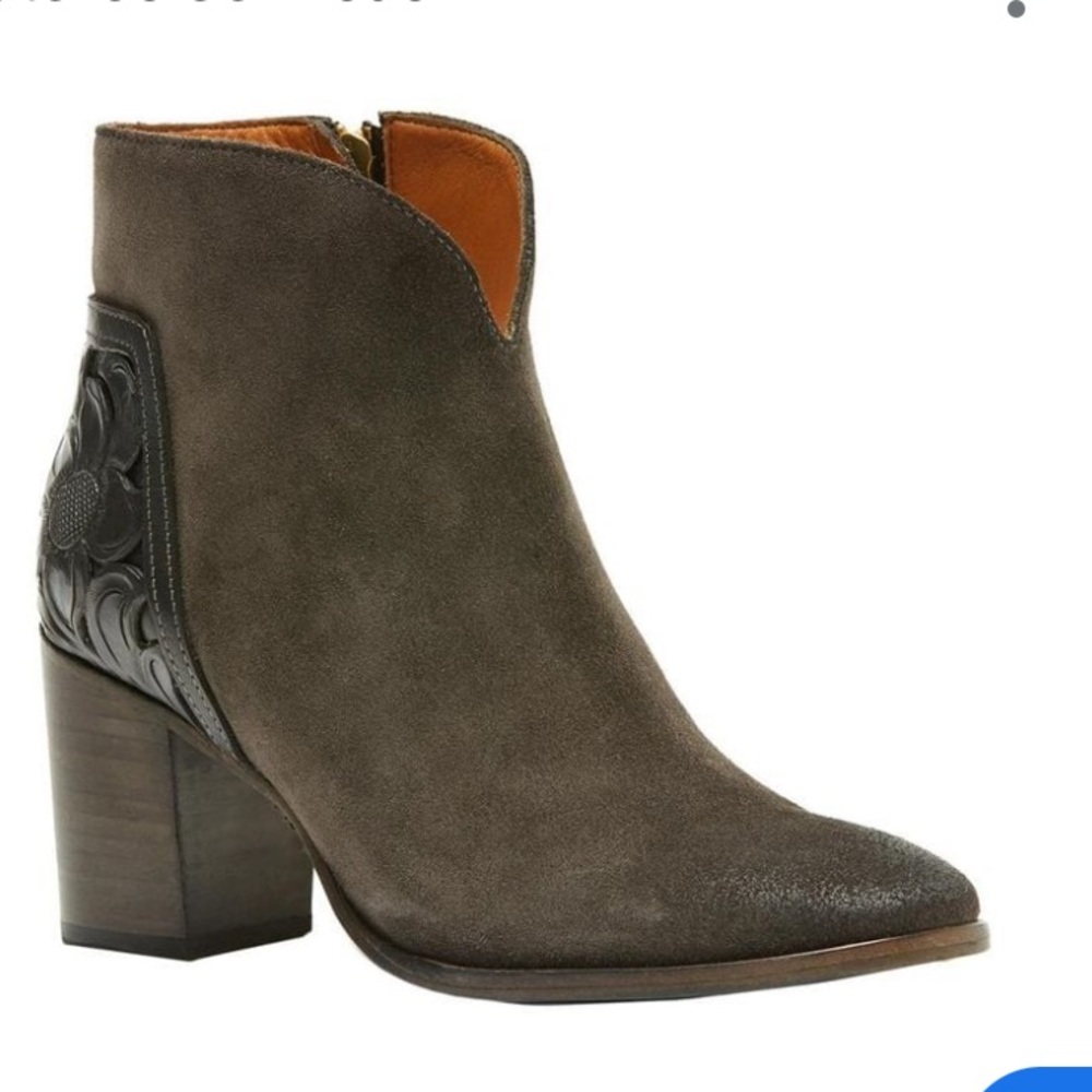 Frye Nova Overlay Suede Booties Gray 11 Made in Mexico
